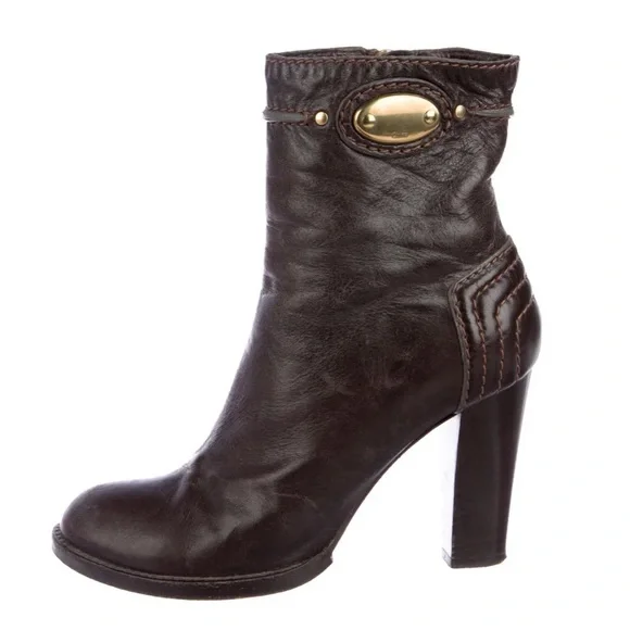 Chloe dark brown leather heeled ankle boots 39 - Picture 1 of 16